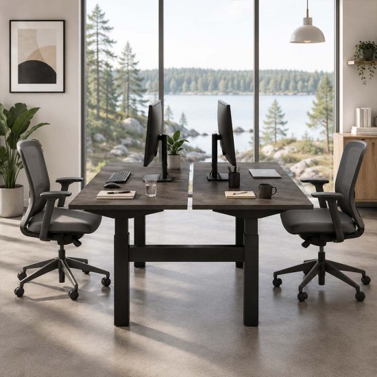 Back-to-Back Standing Desk – Rise Duo Height Adjustable Bench Desk Back-to-Back Standing Desk – Rise Duo Height Adjustable Bench Desk