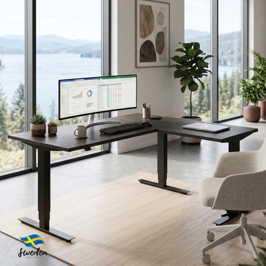 Rise 3 Corner Standing Desk – Height Adjustable L-Shaped Sit Stand Desk Rise 3 Corner Standing Desk – Height Adjustable L-Shaped Sit Stand Desk