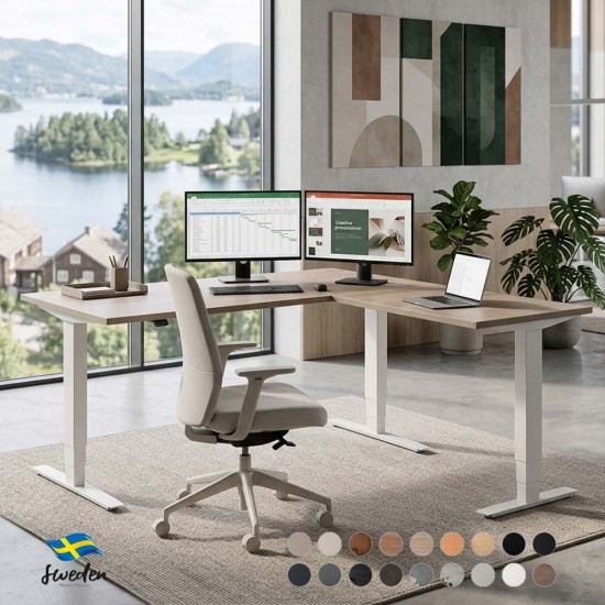 Rise 3 Corner Standing Desk – Height Adjustable L-Shaped Sit Stand Desk Rise 3 Corner Standing Desk – Height Adjustable L-Shaped Sit Stand Desk