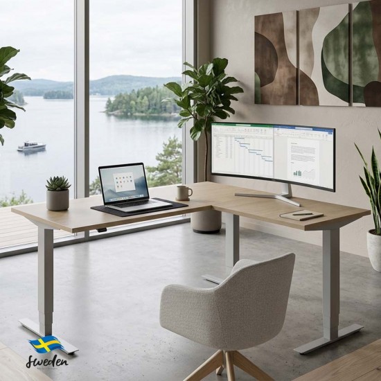 Rise 3 Corner Standing Desk – Height Adjustable L-Shaped Sit Stand Desk Rise 3 Corner Standing Desk – Height Adjustable L-Shaped Sit Stand Desk