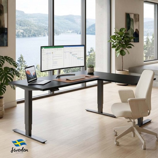 Rise 3 Corner Standing Desk – Height Adjustable L-Shaped Sit Stand Desk Rise 3 Corner Standing Desk – Height Adjustable L-Shaped Sit Stand Desk