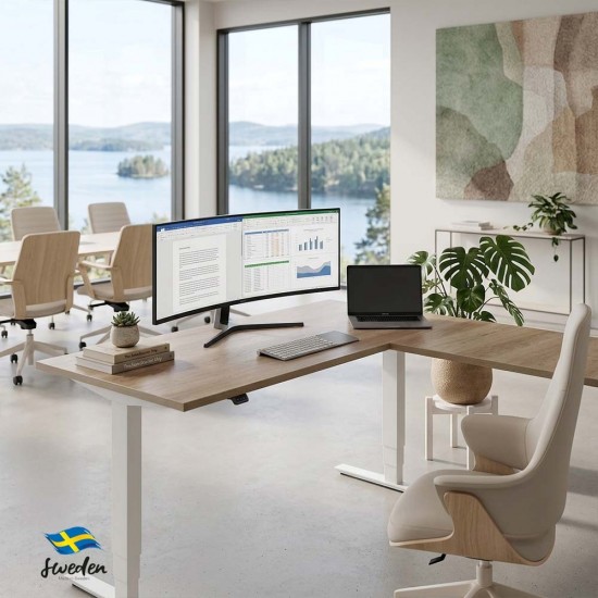 Rise 3 Corner Standing Desk – Height Adjustable L-Shaped Sit Stand Desk Rise 3 Corner Standing Desk – Height Adjustable L-Shaped Sit Stand Desk