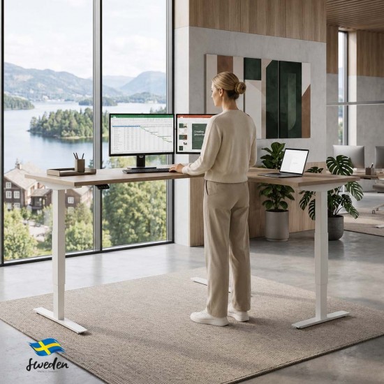 Rise 3 Corner Standing Desk – Height Adjustable L-Shaped Sit Stand Desk Rise 3 Corner Standing Desk – Height Adjustable L-Shaped Sit Stand Desk