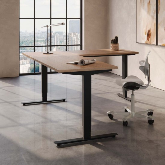 RISE 3 Electric Sit Stand Height Adjustable Corner Desk, 1600x1600mm