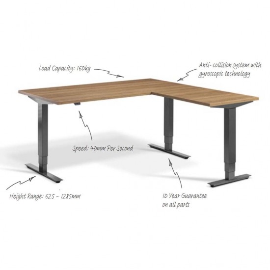 RISE 3 Electric Sit Stand Height Adjustable Corner Desk, 1600x1600mm