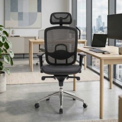 ARLANDA (HR) High Back Leather Mesh Office Chair with Headrest