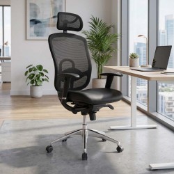 ARLANDA (HR) High Back Leather Mesh Office Chair with Headrest