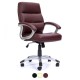 BILLUND Leather Effect High Back Office Chair with Satin Silver Frame