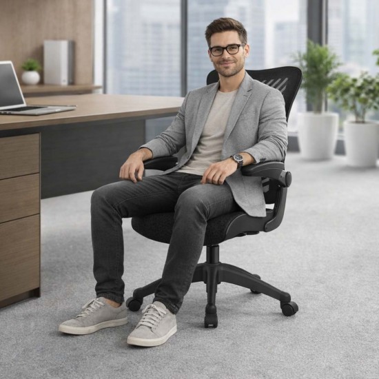 BJORN Mesh High Back Executive Office Chair with Foldaway Arms