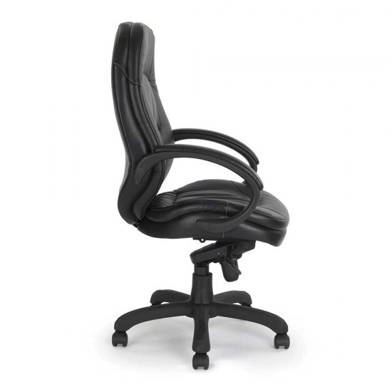 Executive office chair with extensive ergonomic functionality available in either a Black, Cream or Burgundy Leather