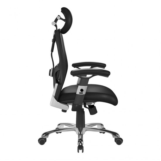 GRANIT 24 Hour Black PU Leather Multi-Function Ergonomic Office Chair with Headrest