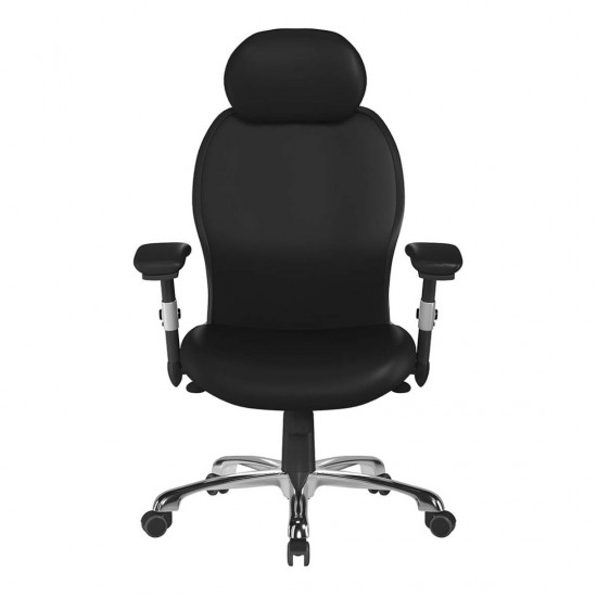 GRANIT 24 Hour Black PU Leather Multi-Function Ergonomic Office Chair with Headrest