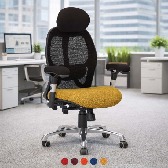 GRANIT 24 Hour Mesh Back Multi-Function Ergonomic Office Chair with Choice of Seat Colours 