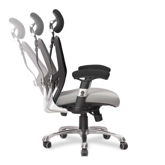 GRANIT 24 Hour Black Mesh with Grey Seat Multi-Function Ergonomic Office Chair with Headrest
