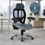 GRANIT 24 Hour Black Mesh with Grey Seat Multi-Function Ergonomic Office Chair with Headrest
