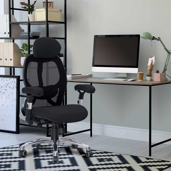 GRANIT 24 Hour Black Mesh Multi-Function Ergonomic Office Chair with Headrest