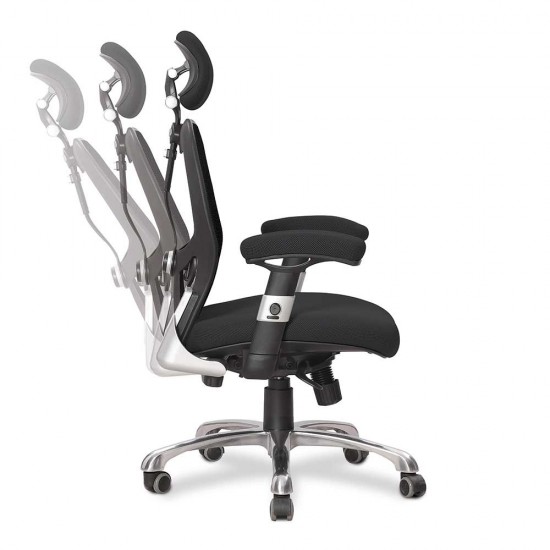 GRANIT 24 Hour Black Mesh Multi-Function Ergonomic Office Chair with Headrest