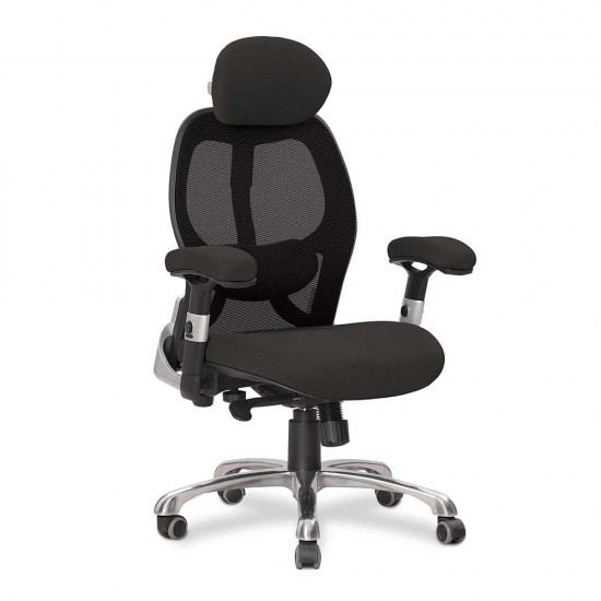 GRANIT 24 Hour Black Mesh Multi-Function Ergonomic Office Chair with Headrest