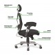 GRANIT 24 Hour Black PU Leather Multi-Function Ergonomic Office Chair with Headrest