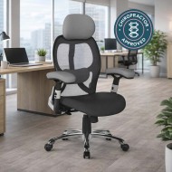 GRANIT 24 Hour Grey Mesh with Black Seat Multi-Function Ergonomic Office Chair with Headrest