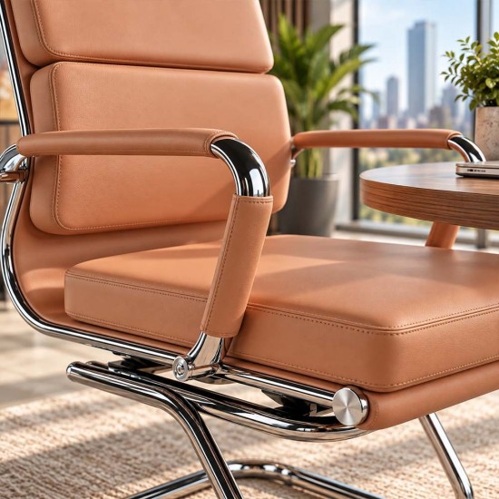 OLSEN Retro Design Leather Office Visitor Boardroom Chair with Cantilever Base OLSEN Retro Design Leather Office Visitor Boardroom Chair with Cantilever Base