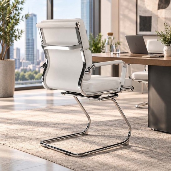 OLSEN Retro Design Leather Office Visitor Boardroom Chair with Cantilever Base OLSEN Retro Design Leather Office Visitor Boardroom Chair with Cantilever Base