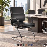 OLSEN Retro Design Leather Office Visitor Chair with Cantilever Base OLSEN Retro Design Leather Office Visitor Chair with Cantilever Base