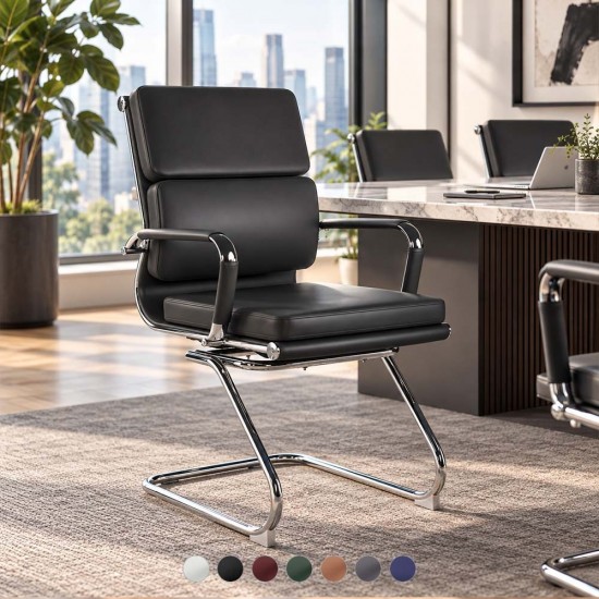 OLSEN Retro Design Leather Office Visitor Boardroom Chair with Cantilever Base OLSEN Retro Design Leather Office Visitor Boardroom Chair with Cantilever Base