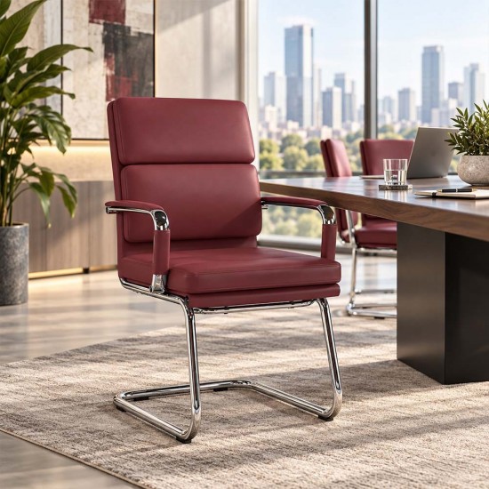 OLSEN Retro Design Leather Office Visitor Boardroom Chair with Cantilever Base OLSEN Retro Design Leather Office Visitor Boardroom Chair with Cantilever Base