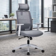 OUTLINE Grey Mesh Ergonomic Office Chair with Optional Headrest