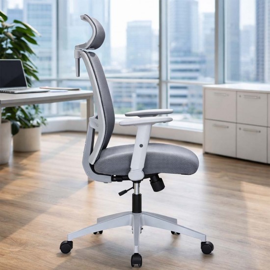 GRANIT 24 Hour Grey Mesh Multi-Function Ergonomic Office Chair with Headrest