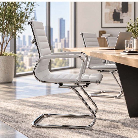 AREZZO Contemporary Design Leather Visitor Chair with Cantilever Base