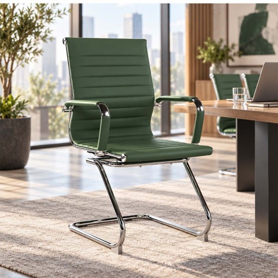 AREZZO Contemporary Design Leather Visitor Chair with Cantilever Base