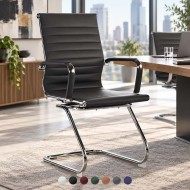 AREZZO Contemporary Design Leather Visitor Chair with Cantilever Base