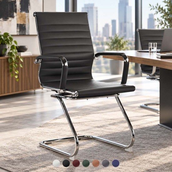 AREZZO Contemporary Design Leather Visitor Chair with Cantilever Base