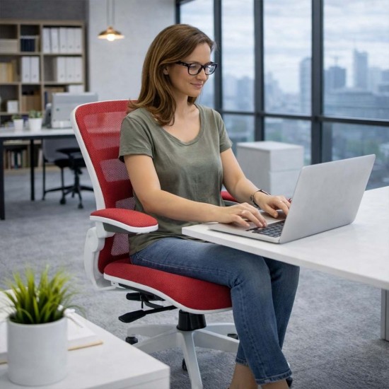 ARIA Mesh High Back Ergonomic Office Chair with Foldaway Arms