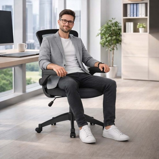 ARIA Mesh High Back Ergonomic Office Chair with Foldaway Arms