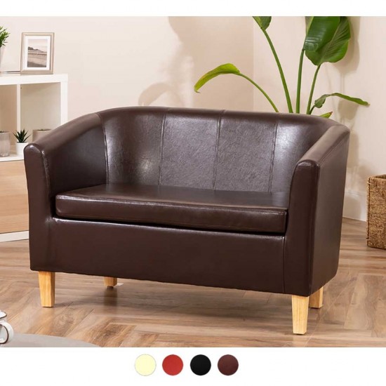 JAMAICA 2 Seat Curved Faux Leather Tub Sofas