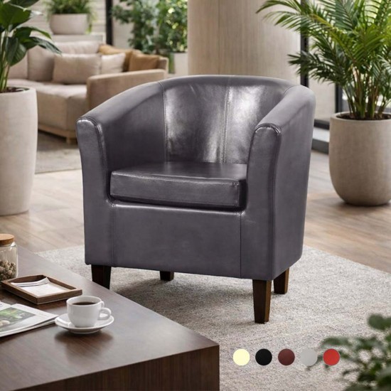 JAMAICA Single Seat Curved Faux Vegan Leather Tub Chair