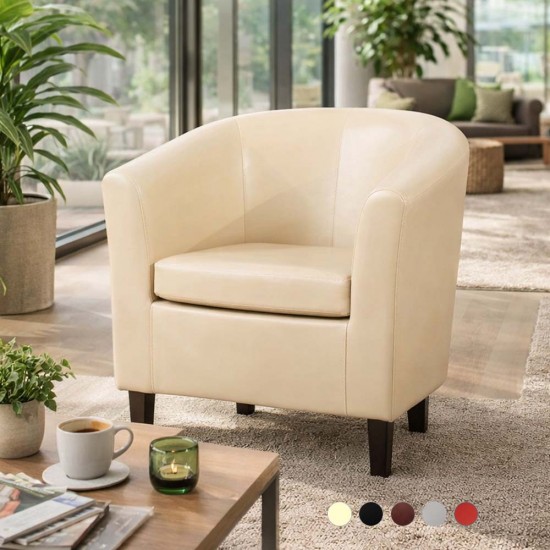 JAMAICA Single Seat Curved Faux Vegan Leather Tub Chair