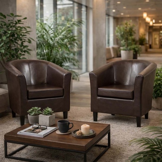 JAMAICA Single Seat Curved Faux Vegan Leather Tub Chair