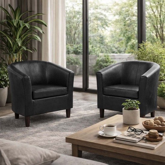 JAMAICA Single Seat Curved Faux Vegan Leather Tub Chair