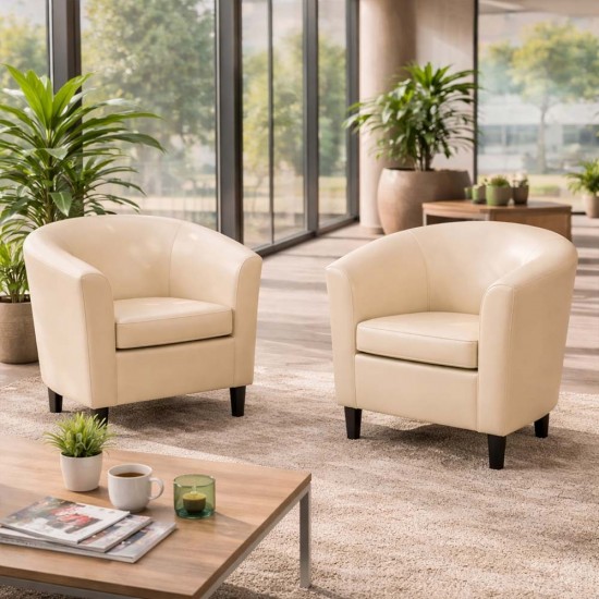 JAMAICA Single Seat Curved Faux Vegan Leather Tub Chair