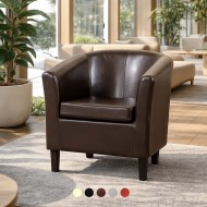 JAMAICA Single Seat Curved Faux Leather Tub Chair