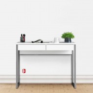 HANSEN Compact Desk with 2 Drawers - White High Gloss
