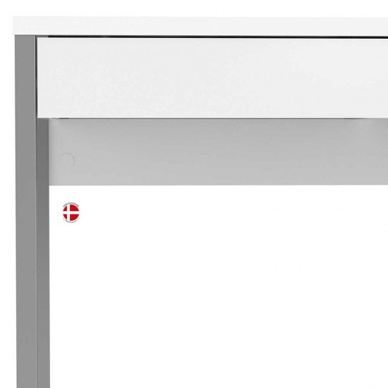 HANSEN Compact Desk with 2 Drawers - White High Gloss