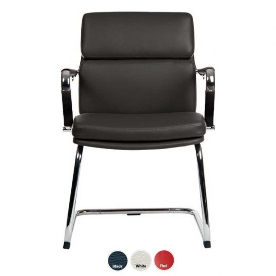 BELLONA VISITOR Contemporary Design Red Leather Cantilever Office Chair