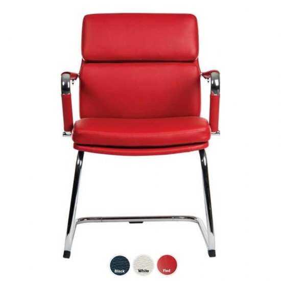 BELLONA VISITOR Contemporary Design Red Leather Cantilever Office Chair
