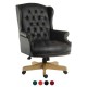 DRUMOAK Large Black Leather Traditional Style Executive Office Armchair