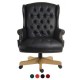 DRUMOAK Large Black Leather Traditional Style Executive Office Armchair